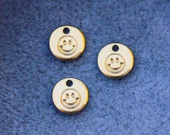 6.3mm smiley charm, gold filled, sterling silver, permanent jewelry charms, bulk gold charms, bulk charms silver, wholesale gold, CH05