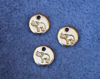 6.3mm elephant charm, gold filled, sterling silver, permanent jewelry charms, gold charms, bulk charms silver, wholesale gold charms, CH05
