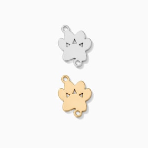 Paw print connector, sterling silver, gold plated paw print connector, permanent jewelry, bracelet connector, silver connectors, CN38
