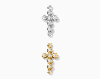 Cross connector charm, sterling silver cross connector, gold plated cross connector, permanent jewelry connector charm, CN50