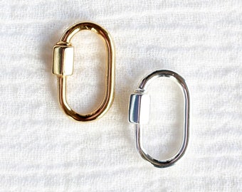 Carabiner lock charm enhancer 20mm, connector charm, sterling silver, gold plated connector, permanent jewelry connectors, F14