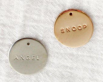 15.9mm Custom Text Circle Charm, sterling silver, 14k gold filled, 20 gauge, stamping charm, engraving charm, custom charms CH192