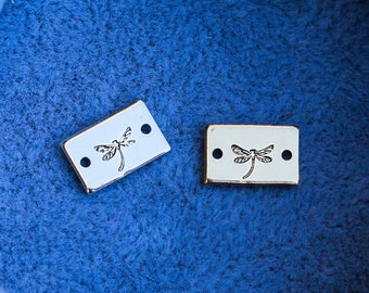 Dragonfly mini stamped connector, gold filled, sterling silver, permanent bracelet connector, SCN508