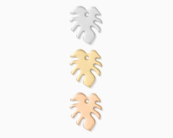 Blank monstera leaf charm, sterling silver, gold filled, rose gold filled, leaf charms, permanent jewelry, plant connector charms, B65