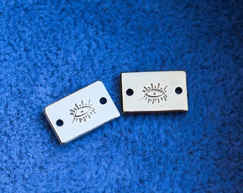 Eye mini stamped connector, gold filled, sterling silver, permanent bracelet connector, SCN508