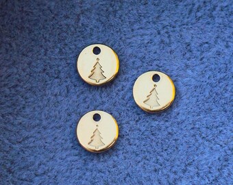 6.3mm Christmas tree charm, gold filled, sterling silver, permanent jewelry charms, gold charms, bulk charms silver, wholesale charms, CH05