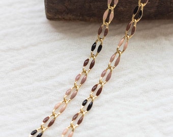 Neutrals enamel chain, multi color chain, permanent jewelry bulk enamel chain, neutrals chain, black brown tan nudes enamel chain, GP104