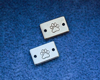 Paw print mini stamped connector, gold filled, sterling silver, permanent bracelet connector, SCN508