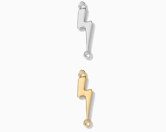 Lightning bolt connector, sterling silver, 18k gold plated, bulk connectors, bracelet connector charm, permanent jewelry, CN71