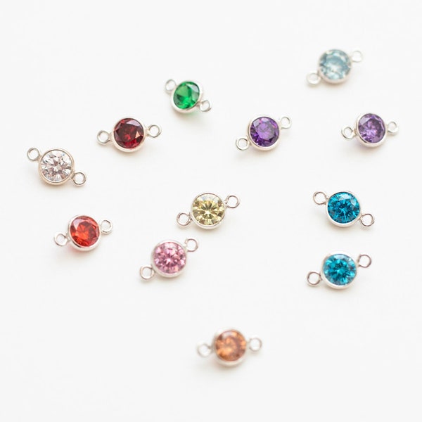 4mm Birthstone Connector, 925 sterling silver, 14k gold filled, wholesale birthstone connectors, bulk birthstone connectors, CN04