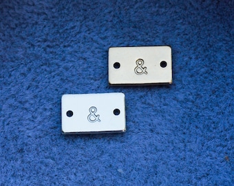 Symbol "&" mini stamped connector, gold filled, sterling silver, permanent bracelet connector, SCN508