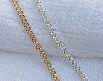 Gourmette de 2,7 mm, or rempli, argent sterling, chaîne inachevée, chaîne en vrac, chaîne remplie d'or 14/20, bobine de chaîne de bijoux permanente S42 G42
