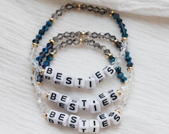 Besties stretch bead bracelet, bulk wholesale besties bracelet, best friend jewelry, best friend gift, BR02