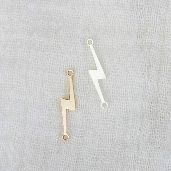 Lightning bolt gold filled connector charm, lightning bolt sterling silver connector, permanent jewelry connectors, CN193