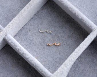 Wave connector charm, 2.4mmx11.6mm wave connector, sterling silver, 14k gold filled, permanent jewelry, wholesale bulk connectors, CN351