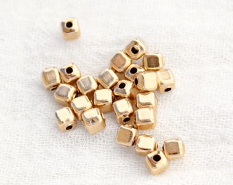 2.97mm square bead, 14k gold filled, bracelet bead,  bracelet supplies, bead supplies, BD03
