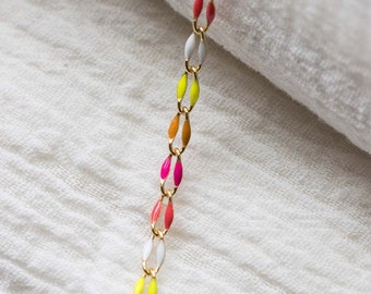 Enamel chain, multi color chain, permanent jewelry bulk enamel chain, neon chain, pink yellow orange white enamel chain, GP101