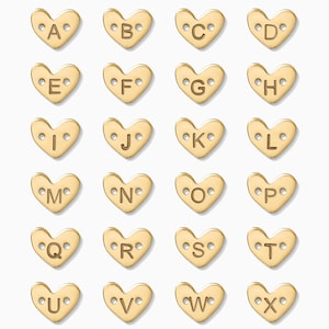 Conectores de corazón con inicial, conector de corazón relleno de oro, conector de corazón relleno de oro rosa, plata de ley, dije de corazón con inicial, CN10