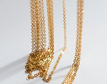 16," 18," or 20" 14k gold filled cable chain, flat cable chain, necklace chain, wholesale necklace chain, bulk necklace chain, NC03