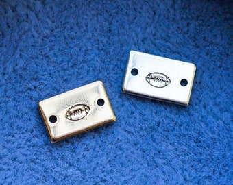 Football mini stamped connector, gold filled, sterling silver, permanent bracelet connector, SCN508