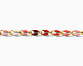Reds ombre colored enamel chain, Valentine's Day chain, gold plated enamel chain, multi color chain, jewelry bulk enamel chain, GP141