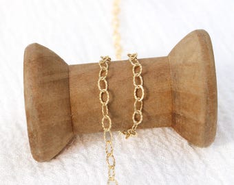 2.6mm flat patterned cable chain, 14k gold filled, unfinished chain, bulk cable chain, permanent jewelry chain, spooled chain, G217