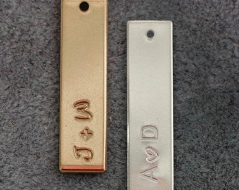 1"x6.4mm custom hand stamped text bar pendant, 14k gold filled, sterling silver, 20 gauge, stamping charm, custom name charms, CH208