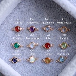 4mm genuine birthstone connector, 14k gold filled, sterling silver, gemstone connector, bulk connector, permanent jewelry, CN348