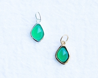 Green agate charm, .925 sterling silver green agate charm, gold plated green agate charm, green agate pendant, charm, CH120