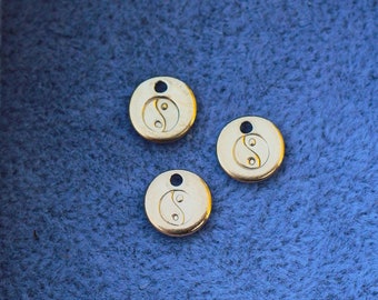 6.3mm Yin & yang charm, gold filled, sterling silver, permanent jewelry charms, gold charms, bulk charms silver, wholesale gold charms, CH05