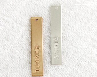 1"x5mm custom text bar charm, 14k gold filled, sterling silver, 20 gauge, stamping charm, engraving charm, custom charms, CH203