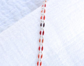 Autumn fall multi color enamel chain, multi color chain, permanent jewelry bulk enamel chain, deep orange, burnt red, brown, Sienna, SP114