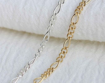 2.7mm figaro chain, gold filled, sterling silver, unfinished chain, bulk chain, figaro chain, permanent jewelry chain spool, G46 S46