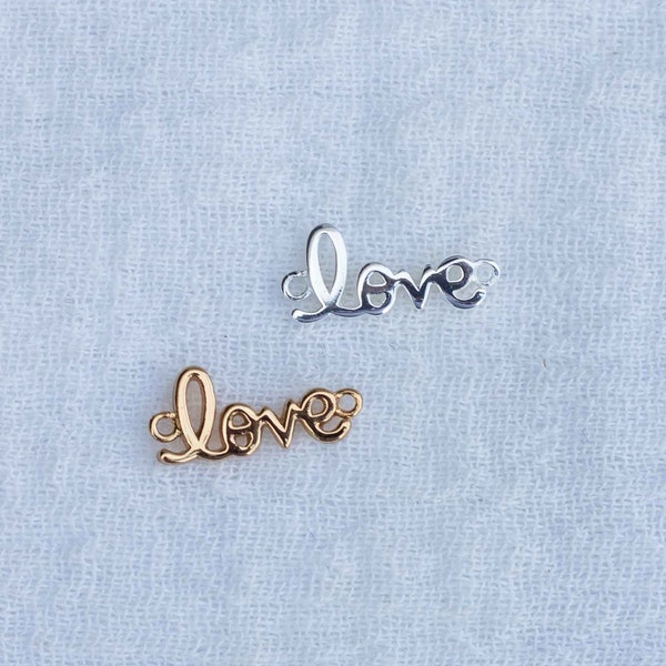 Love connector, sterling silver, gold plated, love bracelet connector, love bracelet, friendship bracelet, permanent jewelry, CN131