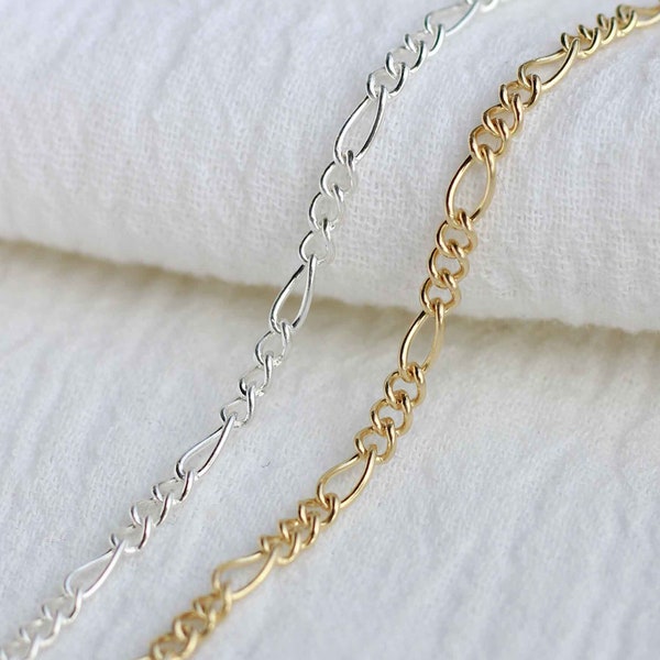 2.7mm figaro chain, gold filled, sterling silver, unfinished chain, bulk chain, figaro chain, permanent jewelry chain spool, G46 S46