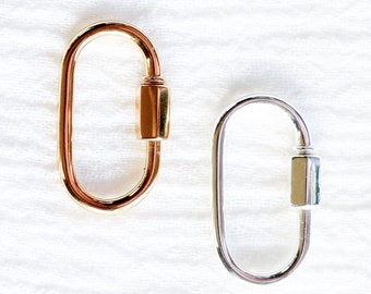 Carabiner lock charm enhancer 25mm, connector charm, sterling silver, gold plated connector, permanent jewelry connectors, F15