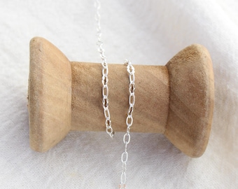 2mm alternate dapped paperclip chain, .925 sterling silver, permanent jewelry chain S235