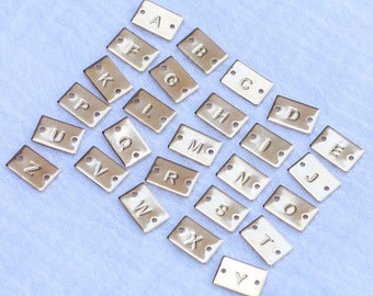 Alphabet/letter mini stamped connectors, gold filled, sterling silver, permanent bracelet connector, SCN508