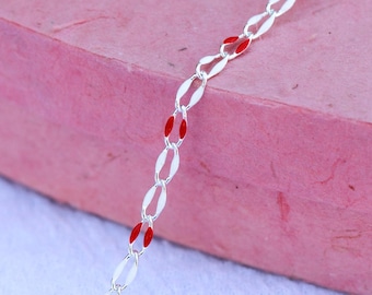 Red and white enamel chain, red and white colored chain, permanent jewelry bulk enamel chain, footage chain, galentine's day, SP135
