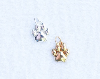 Paw print charm, .925 sterling paw print pendant, gold plated paw print pendant, pet paw print charm, dog charm, CH105