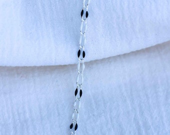 Black and white enamel chain, silver plated, black and white colored chain, permanent jewelry, TTPD jewelry, footage chain, SP111