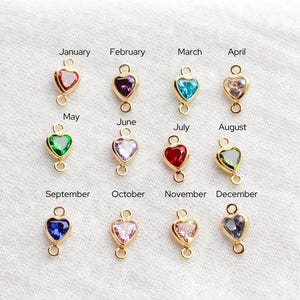 4mm Vertical Heart Shape Birthstone Connector, wholesale birthstone connector, bulk connectors, permanent jewelry, gold filled, CN339