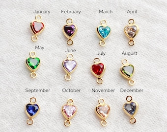 4mm Vertical Heart Shape Birthstone Connector, wholesale birthstone connector, bulk connectors, permanent jewelry, gold filled, CN339