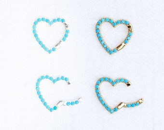 Turquoise nano gem heart charm holder, multiple charm holder for necklace, heart charm holder, bulk jewelry supplies, wholesale jewelry, F07