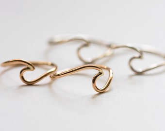 3 pack, wave ring 14k gold filled, wave ring sterling silver, wholesale bulk wave ring, wave jewelry, waterproof ring, tarnish resistant, R4