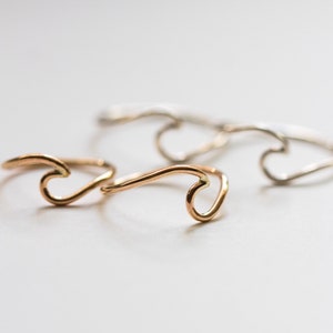 3 パック、ウェーブ リング 14k ゴールド フィルド、ウェーブ リング スターリング シルバー、卸売バルク ウェーブ リング、ウェーブ ジュエリー、防水リング、変色防止、R4