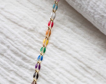 Rainbow enamel chain, multi color chain, permanent jewelry bulk enamel chain, pride chain, rainbow pride enamel chain, GP106