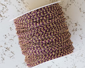 Dark purple enamel chain, colored chain, footage chain, unfinished chain, chain by the foot, permanent jewelry bulk enamel chain, GP124