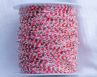 Reds ombre colored enamel chain, Valentine's Day chain, silver plated enamel chain, multi color chain, jewelry bulk enamel chain, SP141
