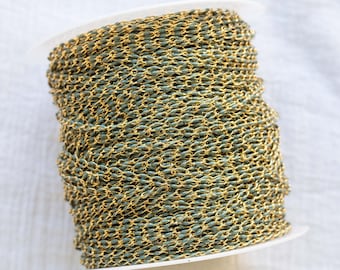 Sage green enamel chain, colored chain, footage chain, unfinished chain, chain by the foot, permanent jewelry bulk enamel chain, GP120